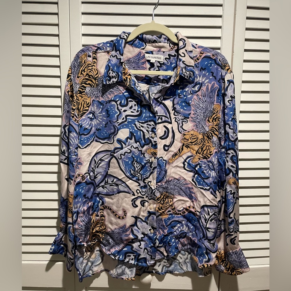 Blue tiger button down - Picture 4 of 4